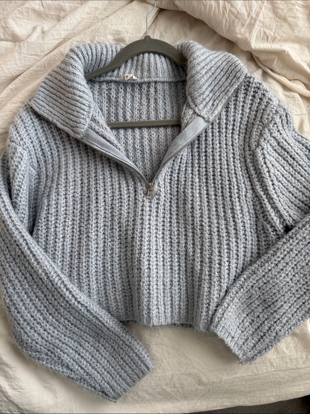 Garage Ribbed Half-Zip Sweater Baby Blue XS Like New